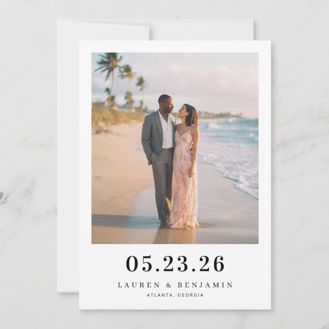Romantisches Pastell-Strandfoto Save The Date (Vorderseite)