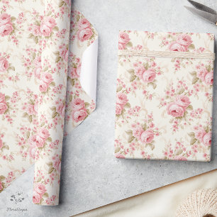 Romantisches Pastellrosa Rosen-Blumengeschenk Geschenkpapier