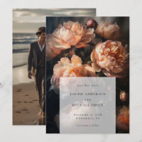 Romantisches Peach Pastel Peony Floral Wedding Fot