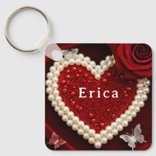 Romantisches Perlen-Herz-Rosen-Kissen-Design ❤️ Schlüsselanhänger