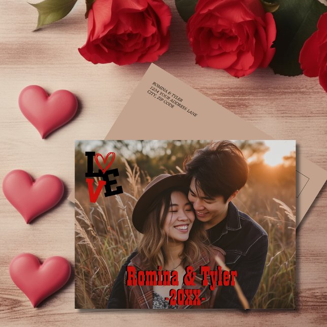 Romantisches Personalisiert | Herzgestaltete LIEBE Postkarte (Romantic Personalized | Heart-Shaped LOVE Design Postcard)