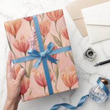 Romantisches Pfirsich-Korallen-Tulpen-Wasserfarben