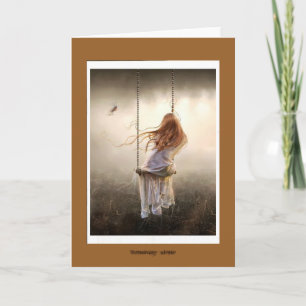 romantisches Photoböhmen Schaukel junges Mädchen Karte