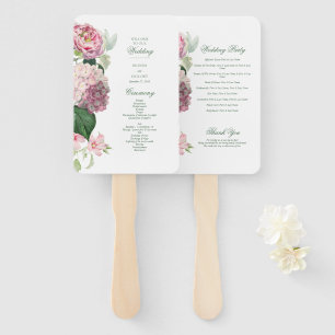 Romantisches Pink Blume Garden Hochzeitsprogramm Fächer