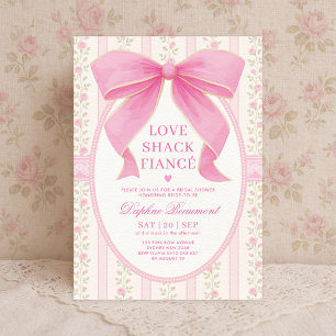 Romantisches Pink Bow Liebe Shack Fiancer Brautpar Einladung