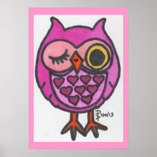 Romantisches Pink Owl Poster