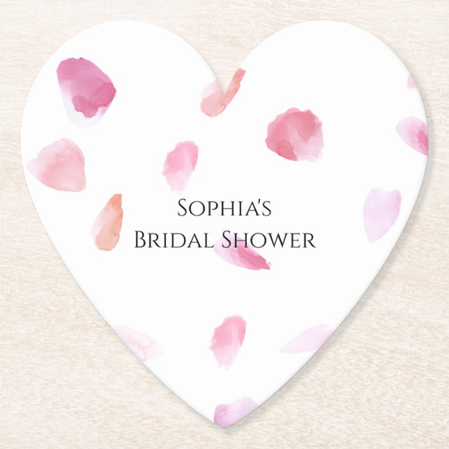 Romantisches Pink Peach Rose Petals Brautparty Untersetzer (Vorderseite)