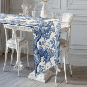Romantisches Puderblau Französische Toile Vintage Mittelgroßer Tischläufer