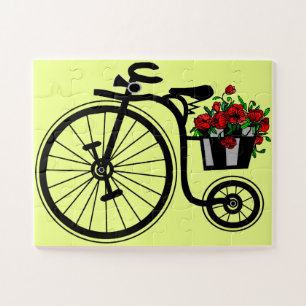 Romantisches Puzzle mit Blumen Fahrrad