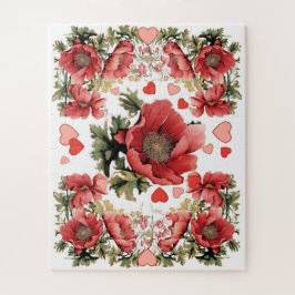 Romantisches Puzzle mit Vintagem Mohn und Herz