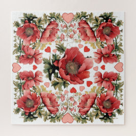 Romantisches Puzzle mit Vintagem Mohn und Herz