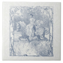 Romantisches Reits Mädchen Cottagecore Delft Blau