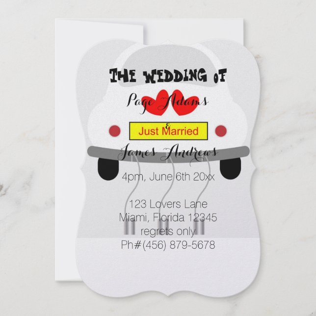 Romantisches Retro Auto-Wedding Brautparty Einladung (Vorderseite)