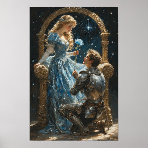 Romantisches Ritter- und Prinzessinnenposter Poster