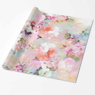 Romantisches rosa Aquamarines Watercolor Chordesig Geschenkpapier