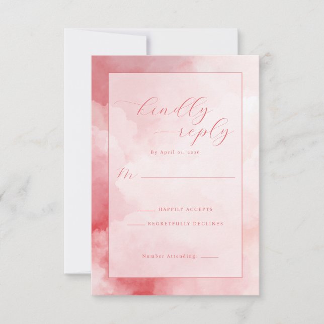 Romantisches Rosa Aquarell RSVP Karte (Vorderseite)