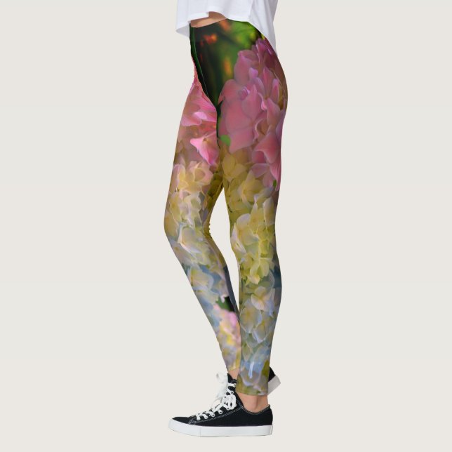 Romantisches Rosa, Blau, lila Hydrangea Leggings (Links)