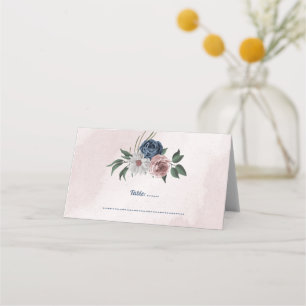 romantisches rosa blaues und weißes florales Grün Platzkarte