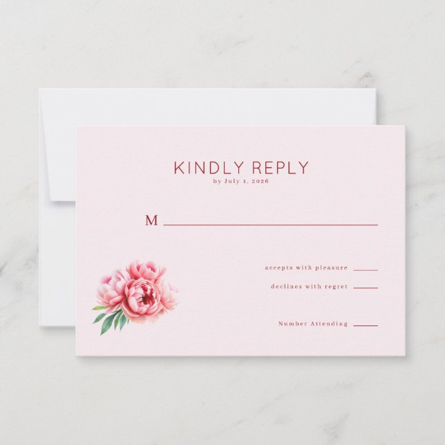 Romantisches Rosa Blumenmuster RSVP Karte (Vorderseite)