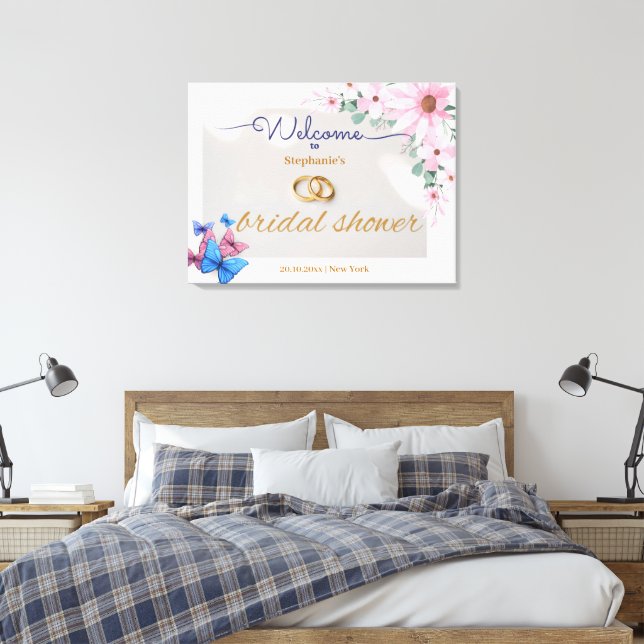 Romantisches rosa Brautparty Begrüßungspposter Leinwanddruck (Insitu (Schlafzimmer))