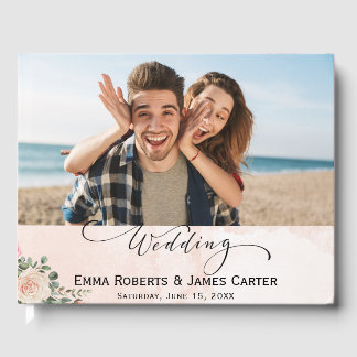 Romantisches Rosa Cream Floral Wedding Gästebuch