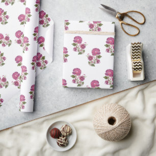 Romantisches rosa florales Volkskunst-Geschenkverp Geschenkpapier