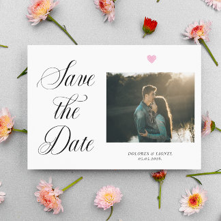 Romantisches Rosa Foto Save the Date Postkarte