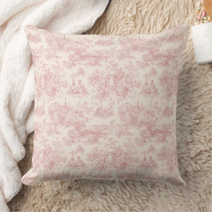 Romantisches rosa französisches Toile-Landmuster ( Kissen