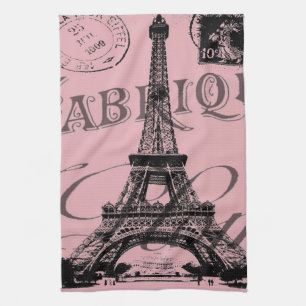 romantisches rosa französisches vintage paris eiff geschirrtuch