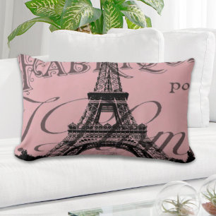 romantisches rosa französisches vintage paris eiff lendenkissen