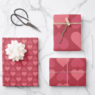 Romantisches rosa Herz Geschenkpapier Set
