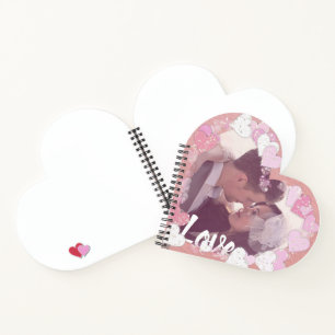 Romantisches Rosa Herz Liebe Custom Foto Notizbuch
