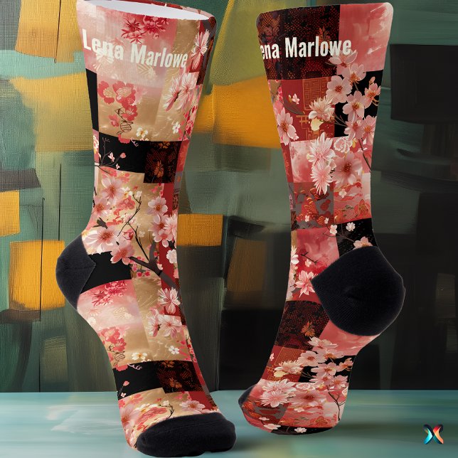 Romantisches rosa Kirschblossom Blumenmuster Socken (Von Creator hochgeladen)