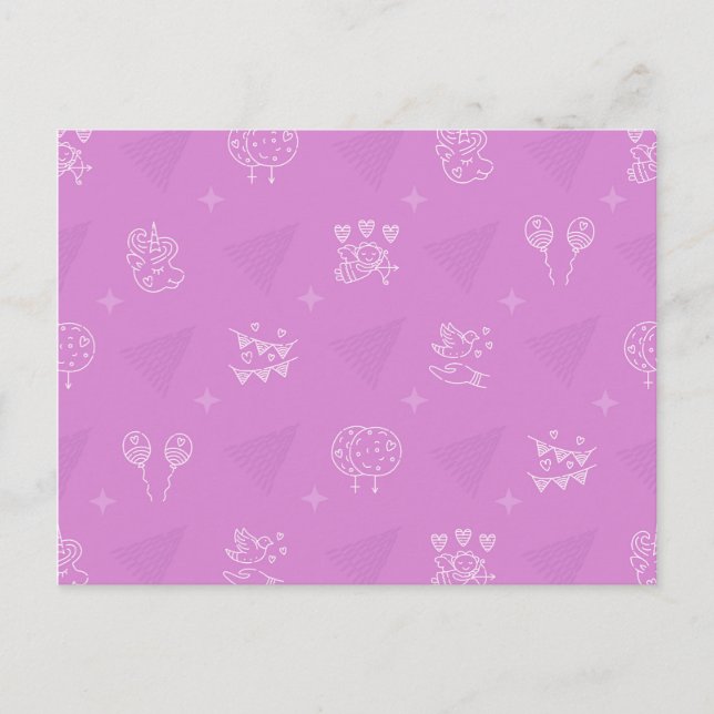 Romantisches rosa nahtloses Muster Postkarte (Vorderseite)