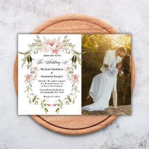 Romantisches rosa Pfingstrosen-Blumenbild Hochzeit Einladung