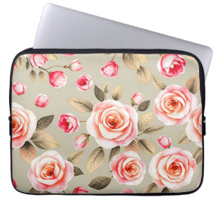 Romantisches rosa Rosen-Blumenmuster Laptopschutzhülle