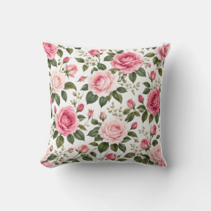 Romantisches rosa Rosen-Blumenmuster ohne Naht Kissen