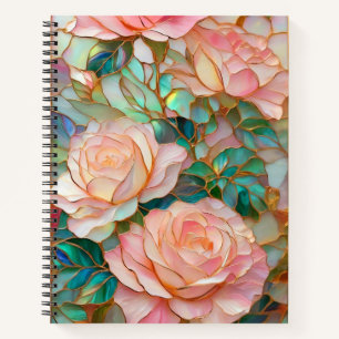 Romantisches rosa Rosen-gefestigtes Glas-EffektNot Notizbuch