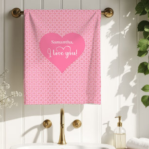 Romantisches Rosa Rote Herzen Frohen Valentinstag Badhandtuch Set