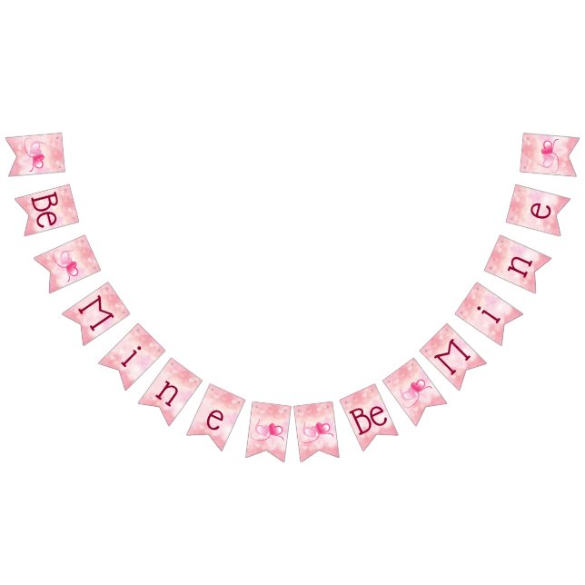 Romantisches Rosa und Crimson Be Mine Valentine's  Wimpelkette (Alle)