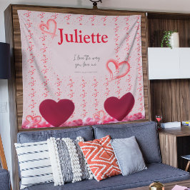 Romantisches Rosa und Rotes Herz Valentins Tapestr Wandteppich