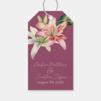 Romantisches Rosa und Weiße Lilien auf Fuchsia Geschenkanhänger