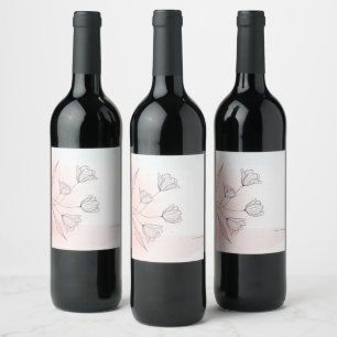 Romantisches Rosa Wasserfarbener Wein-Label - Gefa Weinetikett