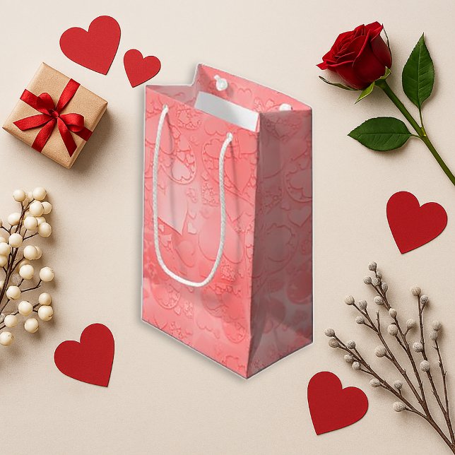 Romantisches Rosa Whimsical-Herzmuster  Kleine Geschenktüte (Von Creator hochgeladen)