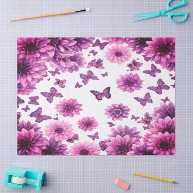 Romantisches Rosafarbenes Floral Seidenpapier (Basteln)