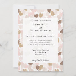 Romantisches Rosé Rosa Braun Creme Herzen Hochzeit Einladung