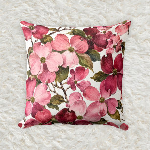 Romantisches Rosen-Hartriegel-Blumen-Wasserfarbmus Kissen