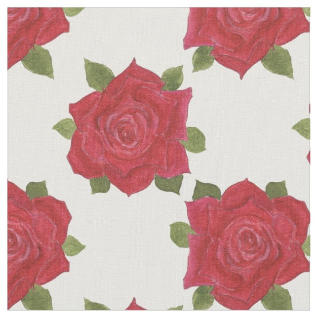 Romantisches Rosen-Muster auf weißem Stoff (Nahaufnahme)