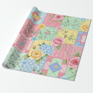 Romantisches Rosen-Patchwork-Muster Geschenkpapier
