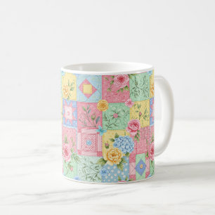 Romantisches Rosen-Patchwork-Muster Kaffeetasse